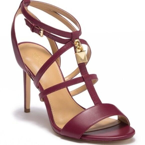NEW MK Michael Kors Antoinette Leather Heel Sandal‎ - Picture 1 of 5